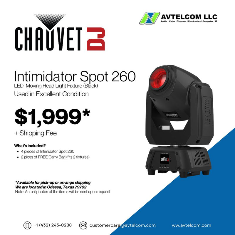 Chauvet INTIMSPOT260 (4 Pieces) | Intimidator Spot 260 LED Moving Head  Light Fixture (Black)