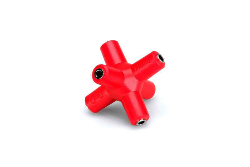 Hosa GMM-105-PAK | Knucklebones Signal Splitter, 3.5 mm X 6, Red, 10 pc