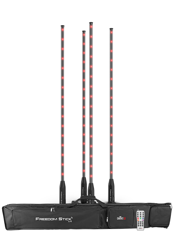 Chauvet DJ FREEDOMSTICKX4 | Freedom Stick X4 Battery-Powered RGB LED Tube Kit with Stands & Case (4-Pack)