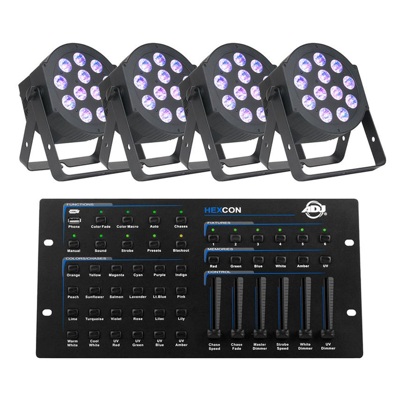 ADJ HEXPXPARHEXCONPAK | Hex Par Hexcon Pak Lighting Package with Controller